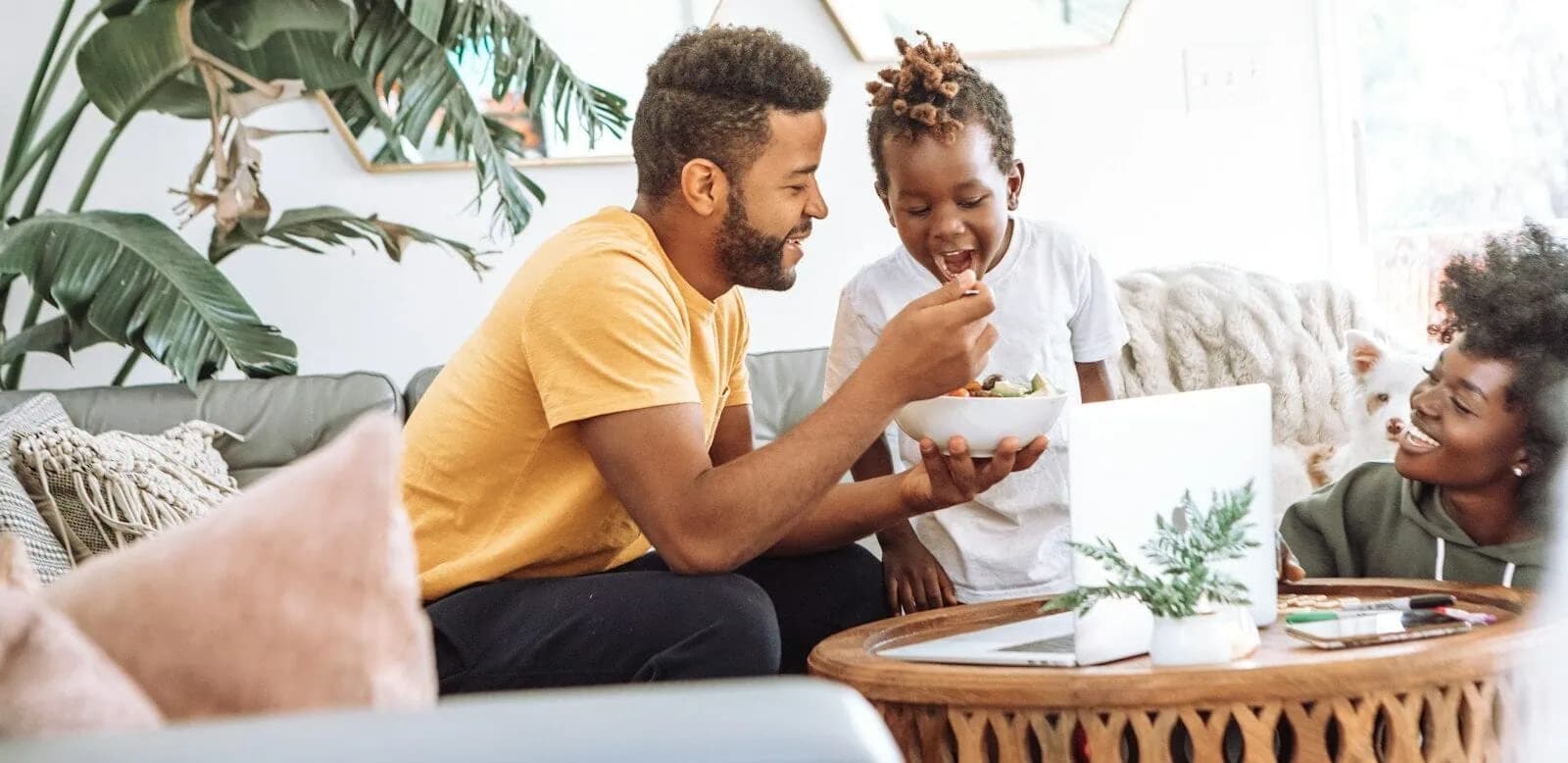 A Texas family at home planning their home purchase together